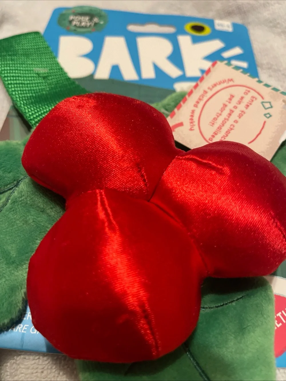 Bark Green Leaf & Red Berry Holiday Dog Toy